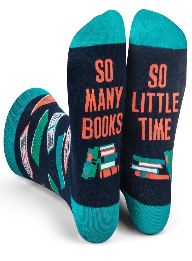 Lavley Book and Reading Socks for Adults - Funny Gifts for Reader - Unisex for Men and Women, One Size (US, Alpha, One Size, Regular, Regular, So Many Books So Little Time) - Image 1
